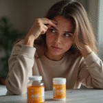 una mujer embarazada dudando de que suplemento de ácido fólico tomar