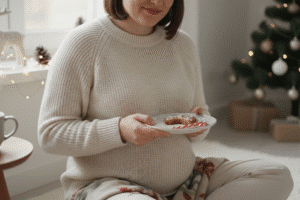 Embarazada comiendo dulces navidad sin culpa