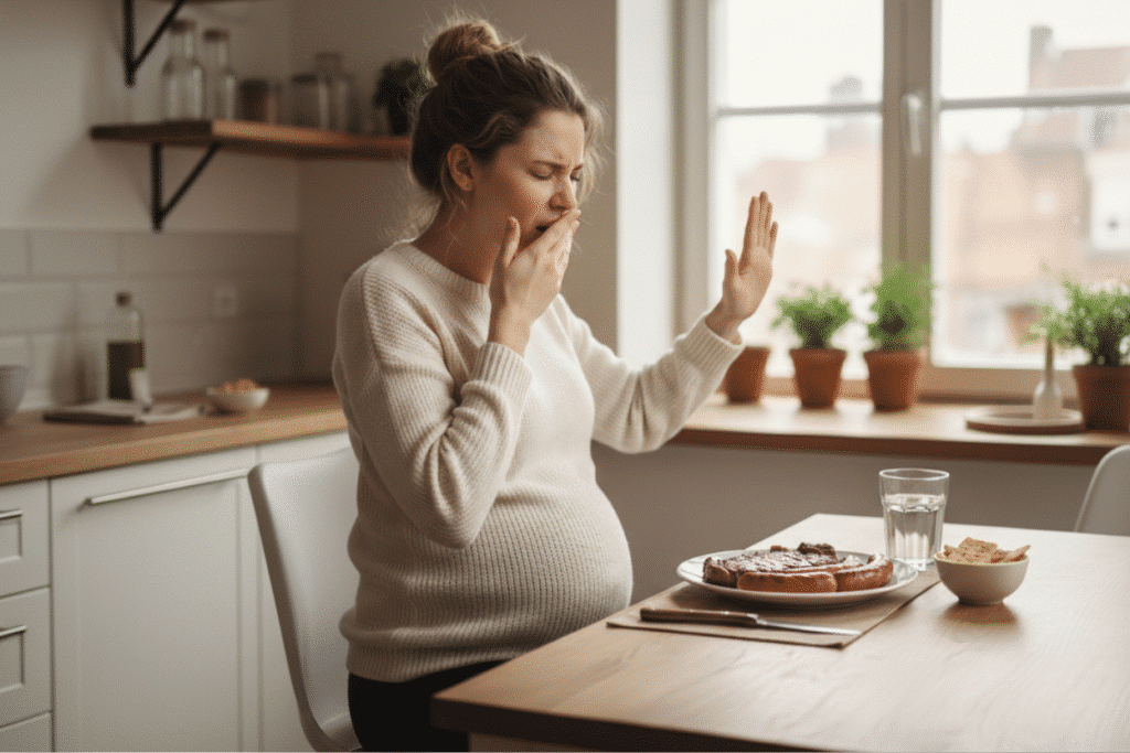 mujer embarazada con náuseas