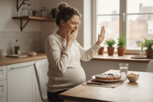 mujer embarazada con náuseas