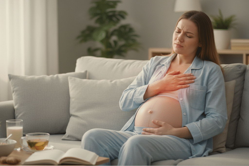 Mujer embarazada con acidez ardor estómago cómo aliviar