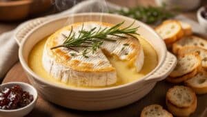 Queso horneado seguro para el embarazo para evitar la listeria.