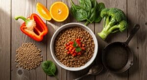 Comida saludable hierro embarazo lentejas pimiento vitamina C