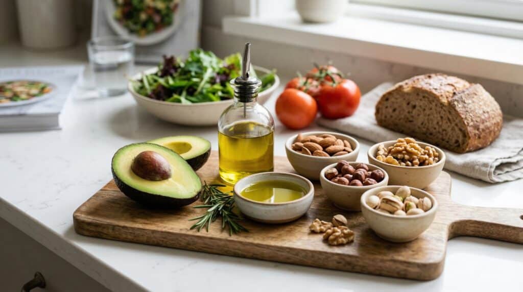 Grasas saludables embarazo aguacate aceite oliva frutos secos