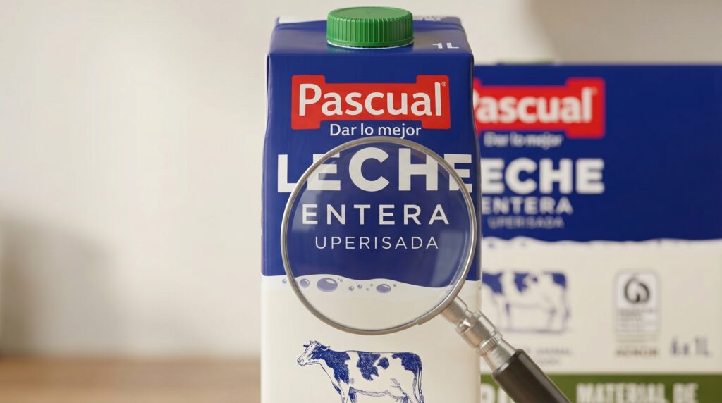 brik de leche UHT indicando que es un alimento pasteurizado seguro para embarazadas.