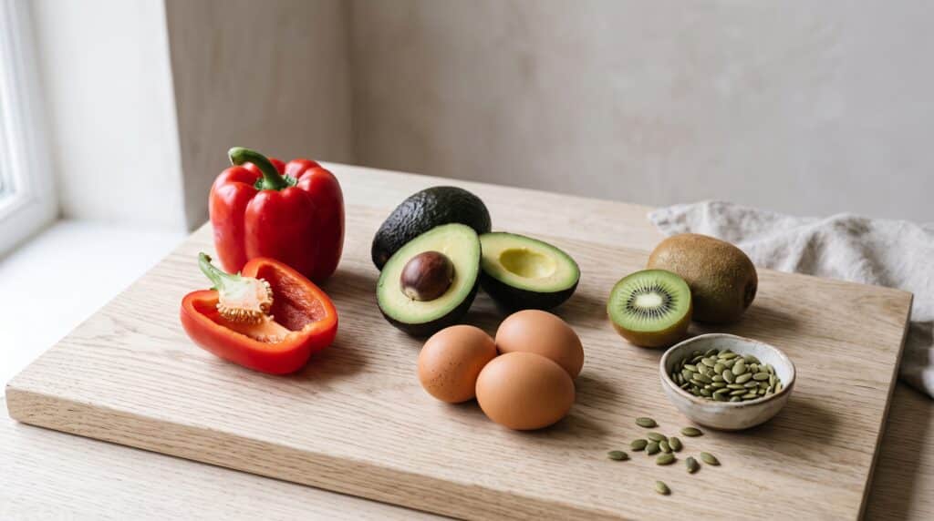 Alimentos ricos en vitamina C, zinc y proteína para cuidar las estrías durante el embarazo